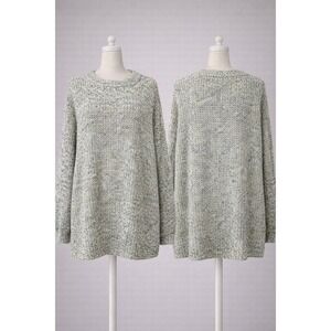 Ava & Viv Womens 3X Blue Yellow Marled Cotton Chunky Knit Pullover Sweater